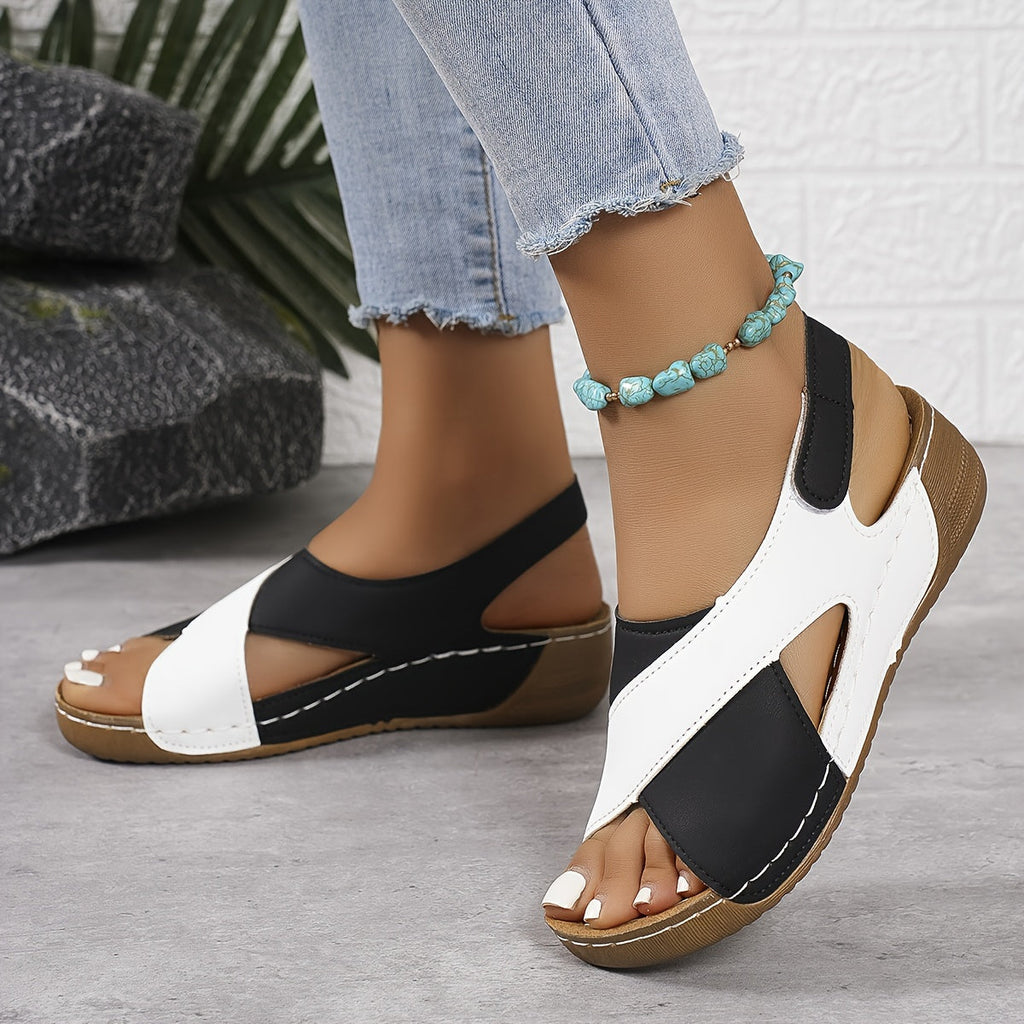 Sandali da donna con cinturino incrociato - Multicolore, comodi, a punta aperta, casual