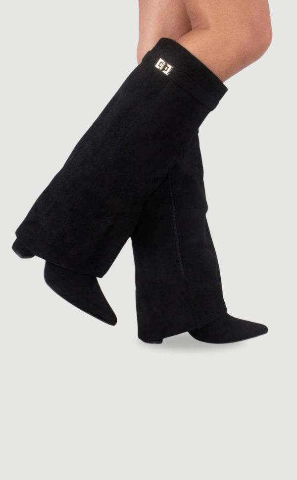 Elegant Women's Knee-High Suede Boots - Black, Beige, Brown, Leather, Size Variants
