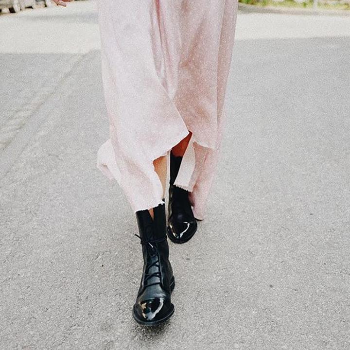 Stivaletti stringati da donna in pelle - Nero/Marrone, comodi ed eleganti