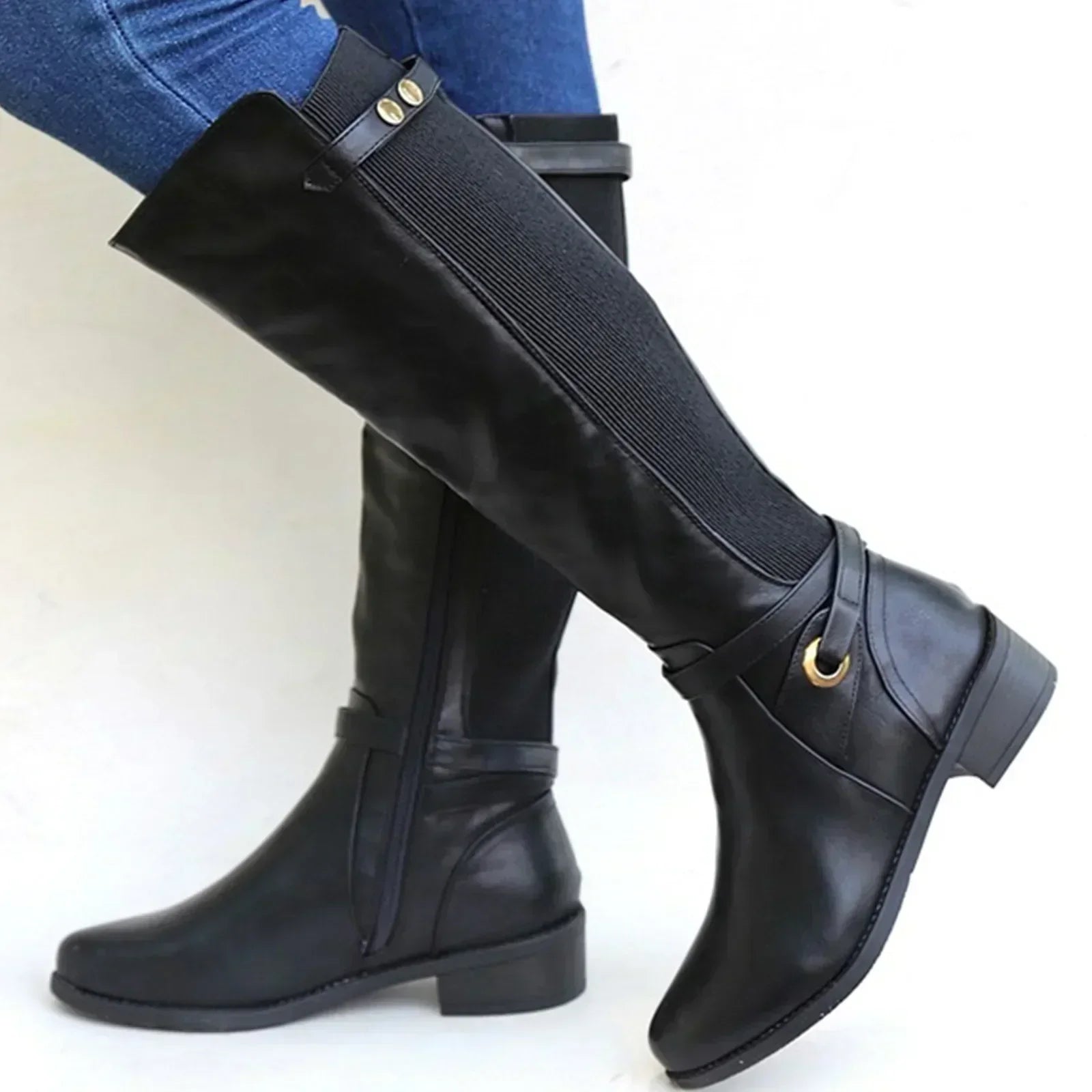Stivali da equitazione da donna in pelle alti fino al ginocchio - Neri e marroni, vestibilità comoda