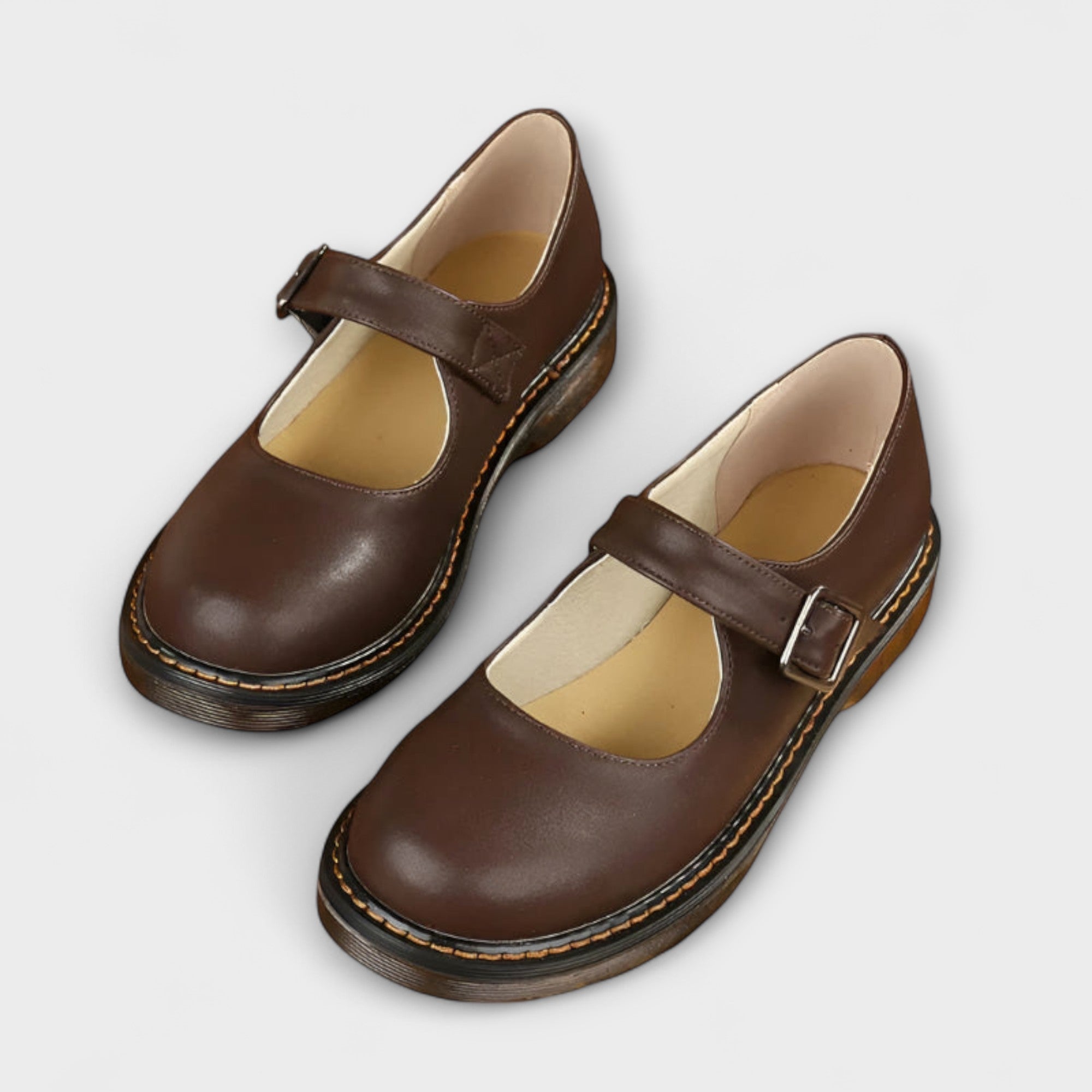 Scarpe Mary Jane classiche in pelle - Marrone e nero, comode e resistenti