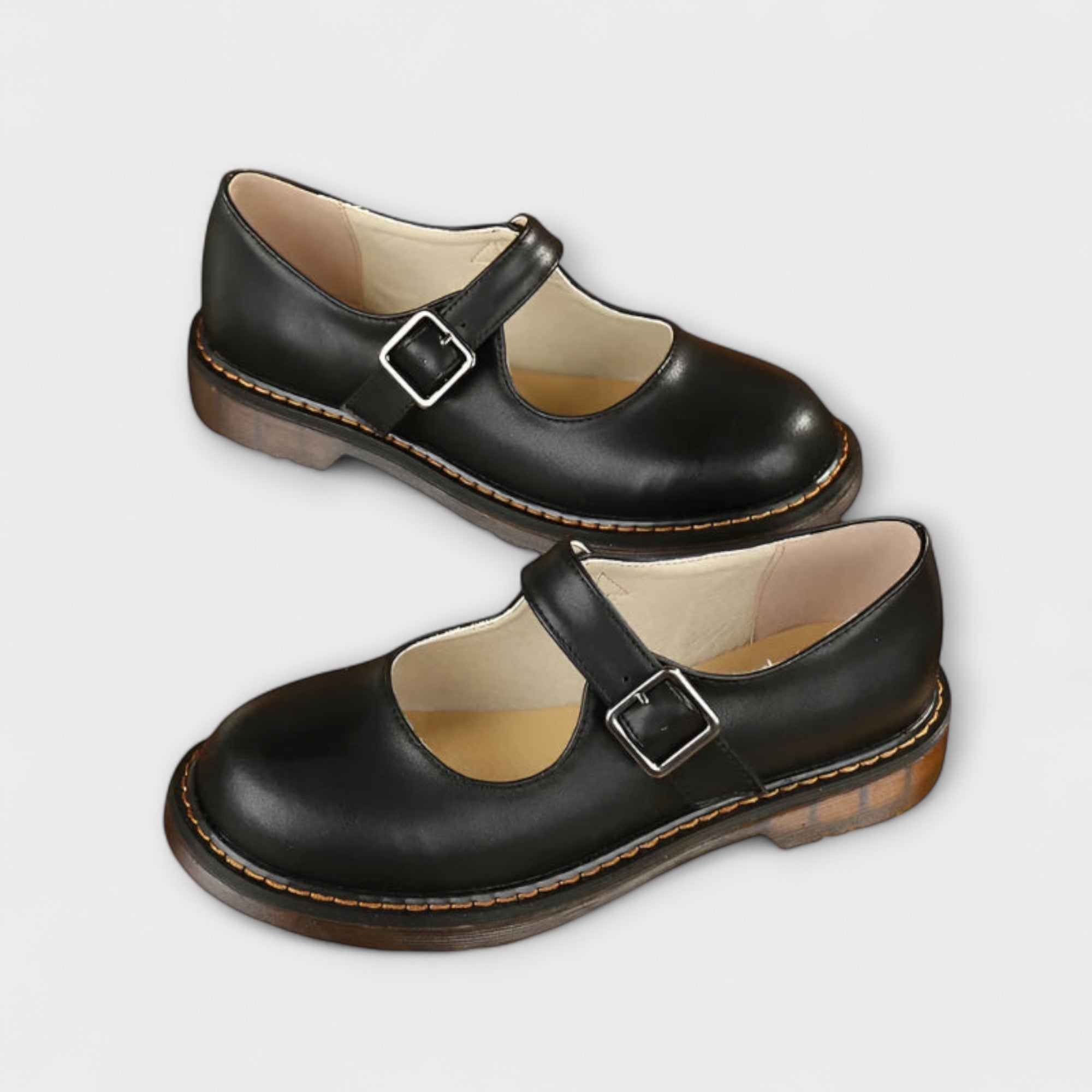 Scarpe Mary Jane classiche in pelle - Marrone e nero, comode e resistenti