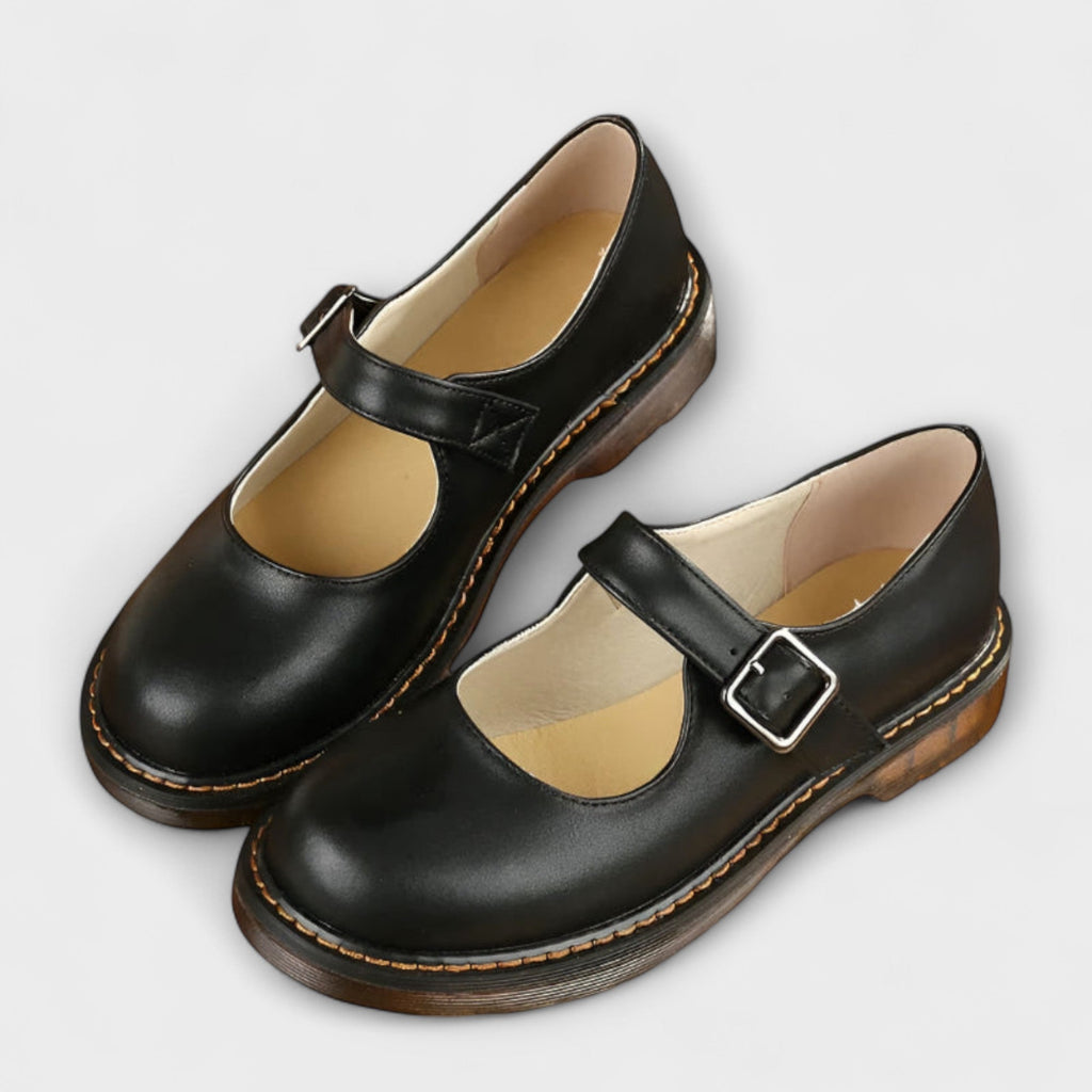 Scarpe Mary Jane classiche in pelle - Marrone e nero, comode e resistenti