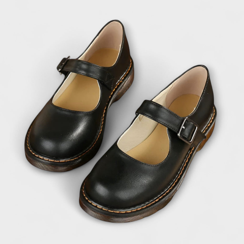 Scarpe Mary Jane classiche in pelle - Marrone e nero, comode e resistenti