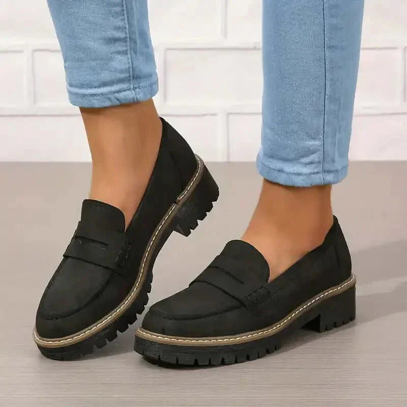 Mocassini da donna in camoscio - Scarpe casual slip-on con suola spessa - Disponibili in vari colori