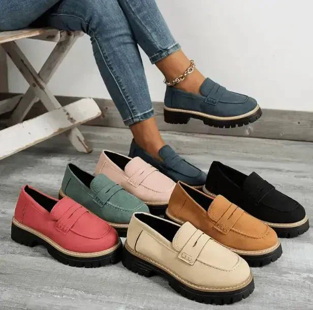 Mocassini da donna in camoscio - Scarpe casual slip-on con suola spessa - Disponibili in vari colori