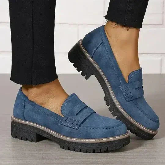 Mocassini da donna in camoscio - Scarpe casual slip-on con suola spessa - Disponibili in vari colori