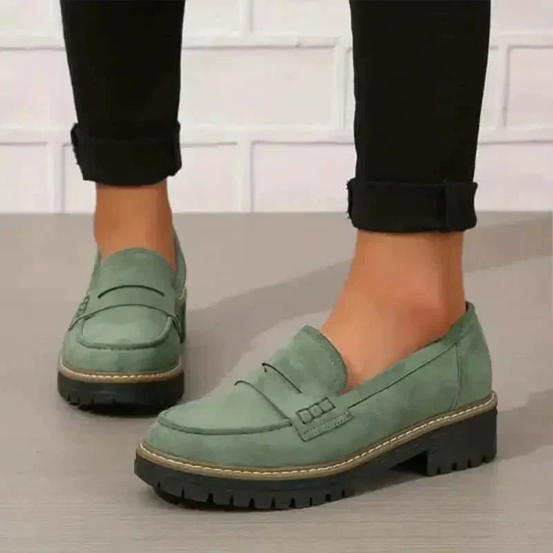 Mocassini da donna in camoscio - Scarpe casual slip-on con suola spessa - Disponibili in vari colori