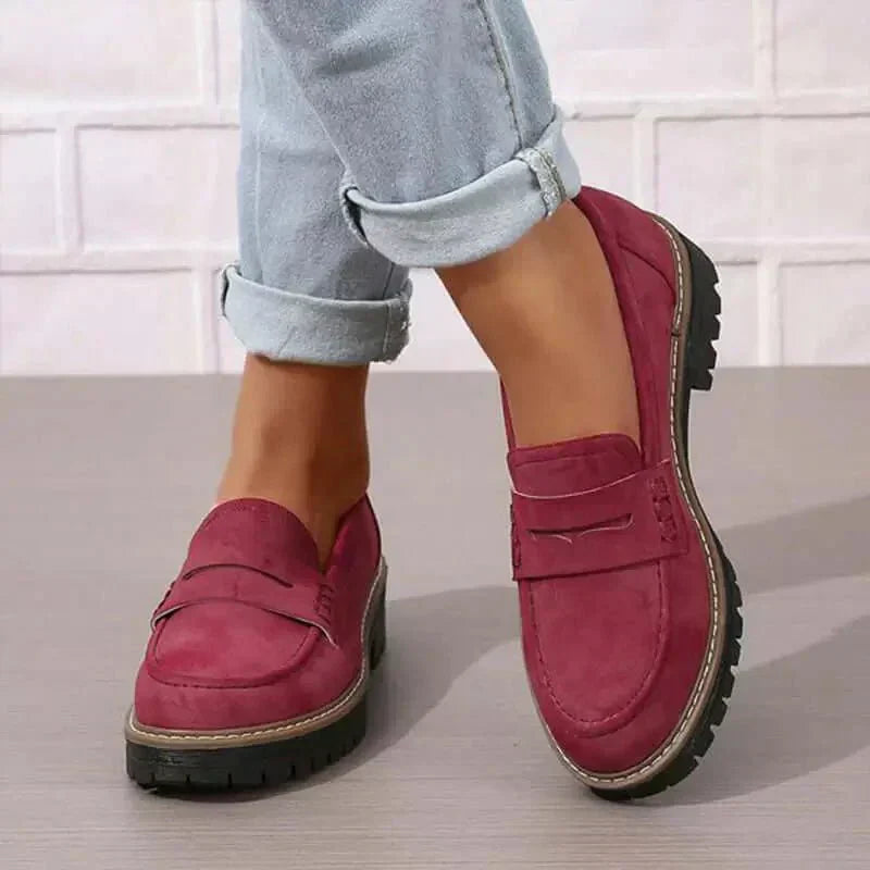Mocassini da donna in camoscio - Scarpe casual slip-on con suola spessa - Disponibili in vari colori