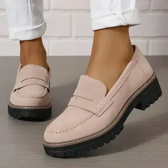 Mocassini da donna in camoscio - Scarpe casual slip-on con suola spessa - Disponibili in vari colori