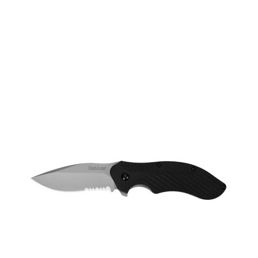 Kershaw Clash Stainless Steel Serrated Pocket Knife 3.1" 8Cr13MoV Steel Drop Point Blade
