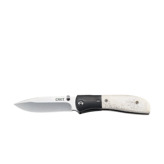 CRKT M4-02 EDC Folding Pocket Knife 3.25" Satin Blade White Bone Handle, Pocket Clip