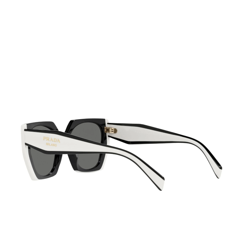 Prada Rectangle Sunglasses with Logo PR 15WS Black/Chalky White