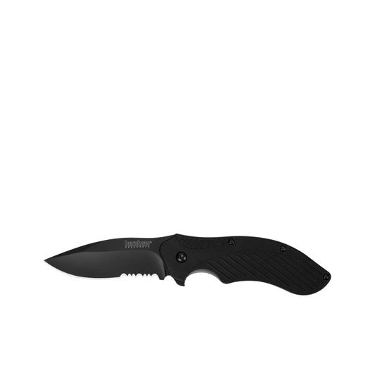 Kershaw Clash Black Serrated Pocket Knife 3.1" 8Cr13MoV Steel Drop Point Blade