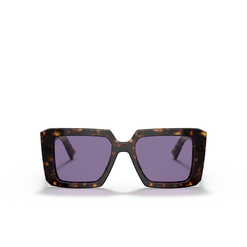 Prada Square Sunglasses with Logo PR 23YS Tortoise/Violet Mirror